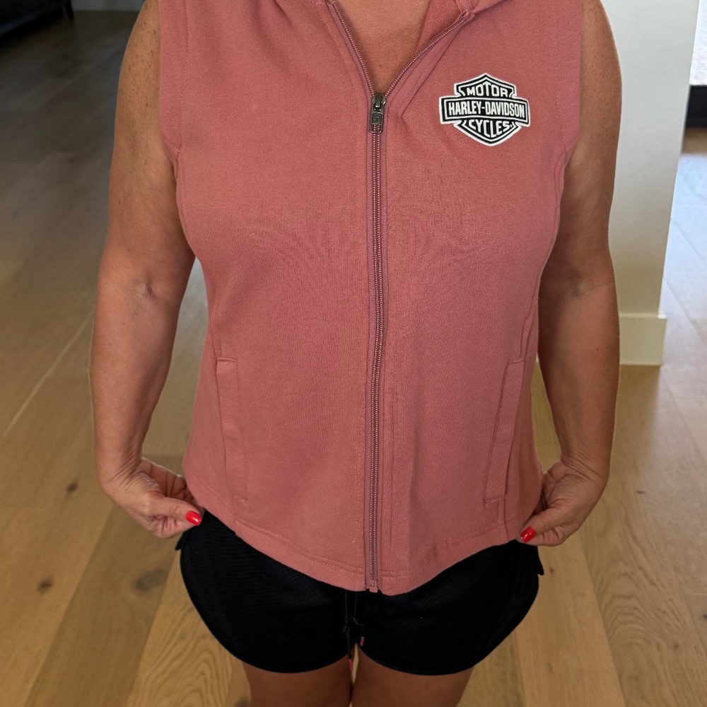 Harley Davidson Cloth Vest, Size Large, Salmon Color